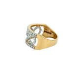 18k Yellow Gold and Diamond Fancy Ring in size 6.5 and total gold weight of 4.9g